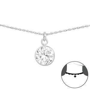 Sterling Silver CZ Choker Necklace